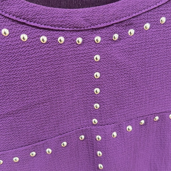 Michael Kors purple tunic blouse with silver stud details - Picture 3 of 5